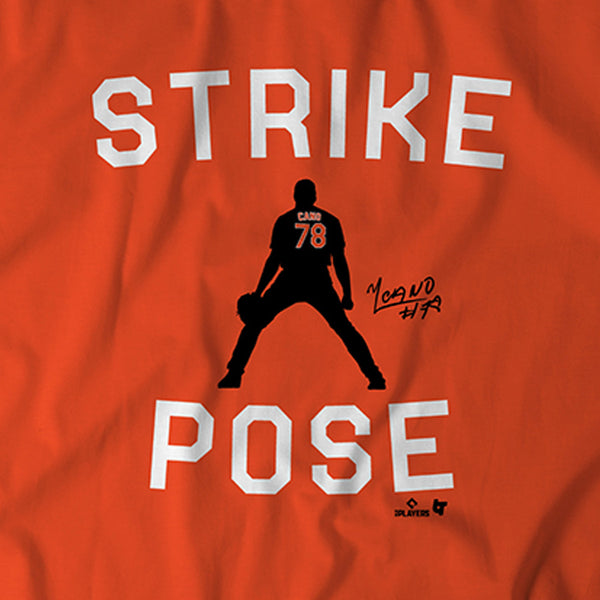 Yennier Cano: Strike the Pose Shirt, Baltimore - MLBPA - BreakingT