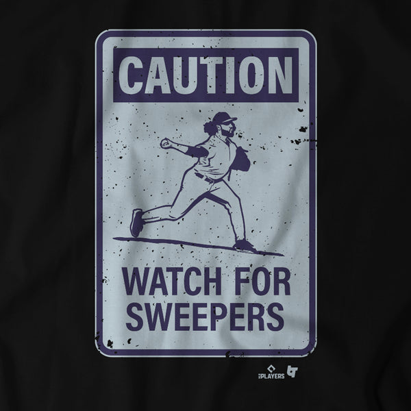 Justin Lawrence: Caution! Sweepers Shirt - MLBPA Licensed - BreakingT