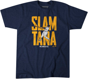 Carlos Santana: Slamtana Shirt, Milwaukee - MLBPA Licensed - BreakingT