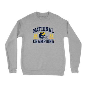 Michigan Football: National Champs Helmet 2023 Crewneck Crewneck Sweatshirt