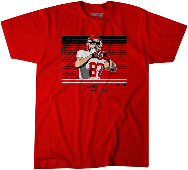 Travis Kelce: Throw Up the Heart Hands Adult T-Shirt