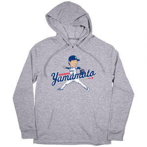 Yoshinobu Yamamoto: Caricature Shirt, LA - MLBPA Licensed - BreakingT