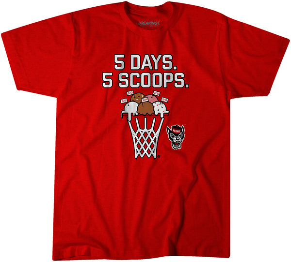 NC State Basketball: 5 Days 5 Scoops Adult T-Shirt