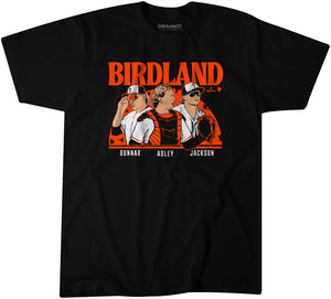 Rutschman, Henderson, & Holliday: Birdland Shirt - MLBPA - BreakingT