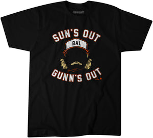 Gunnar Henderson: Sun's Out Gunn's Out Shirt - MLBPA - BreakingT