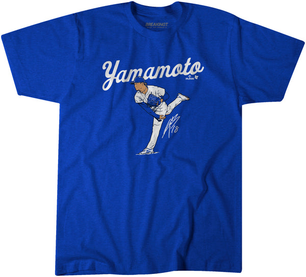 Yoshinobu Yamamoto Ace Pose Shirt, LA - MLBPA Licensed -BreakingT