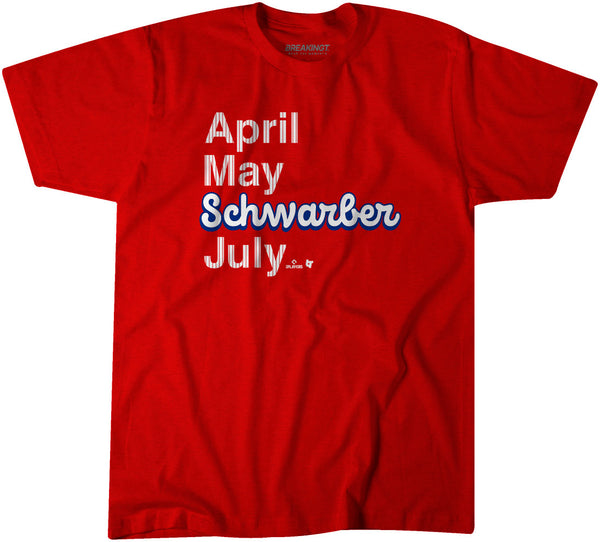 Kyle Schwarber: April May Schwarber July Shirt, PHI - MLBPA -BreakingT