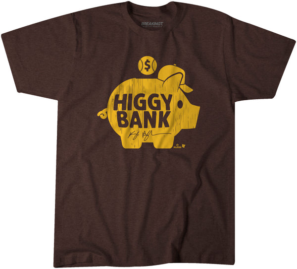 Kyle Higashioka: Higgy Bank Shirt, San Diego - MLBPA - BreakingT