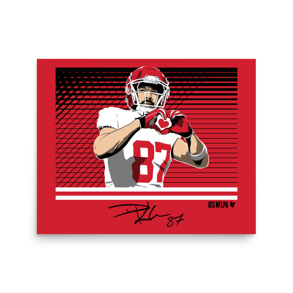 Travis Kelce: Throw Up the Heart Hands Art Print