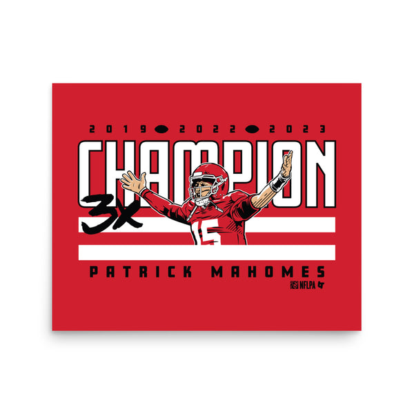 Patrick Mahomes: 3x World Champ Art Print