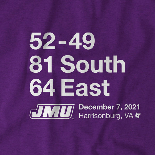 JMU: 81 South 64 East Adult T-Shirt